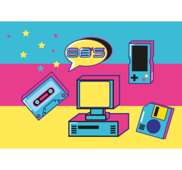 Graffiti fotobehang retro gaming elementen - TenStickers