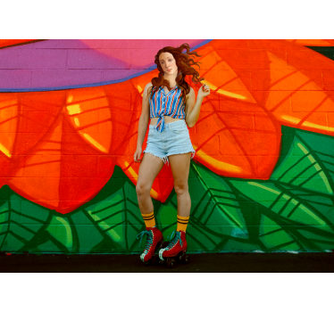 Graffiti fotobehang dappere roller skater - TenStickers