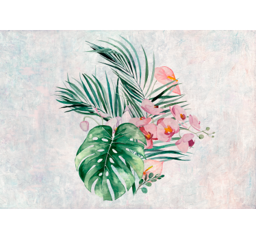 Fotobehang bloemen tropische bloemenarrangement - TenStickers
