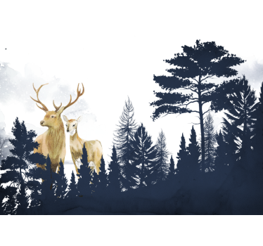 Behang bos majestueus hertenduo - TenStickers