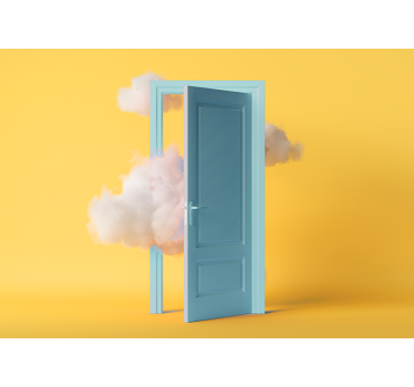 Fotobehang open deur met wolk - TenStickers
