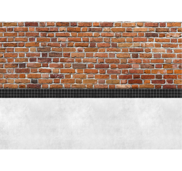 Bruinen bakstenen met tegels fotobehang - TenStickers