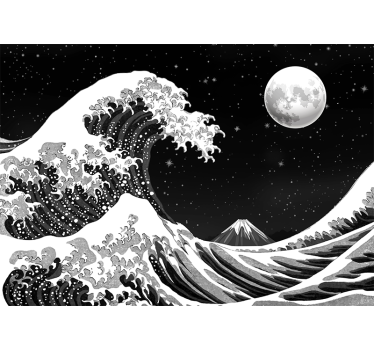 Japanse kanagawagolf 's nachts fotobehang klassieke kunst - TenStickers