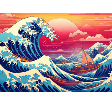 Japanse golf verzadigde kleuren fotobehang klassieke kunst - TenStickers