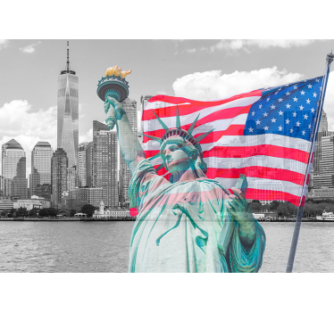 Compositie van het vrijheidsbeeld foto behang New York - TenStickers