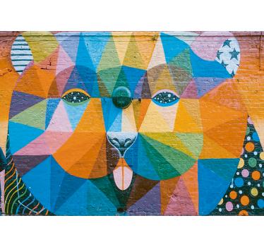 Geometrische katachtige graffiti fotobehang - TenStickers