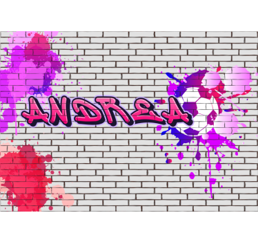 Roze naam graffiti fotobehang - TenStickers