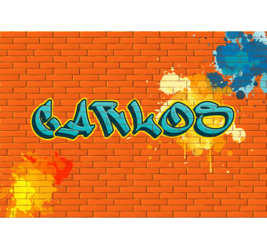 Oranje baksteen graffiti fotobehang - TenStickers