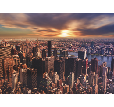 Foto behang new york stadsgezicht zonsondergang - TenStickers