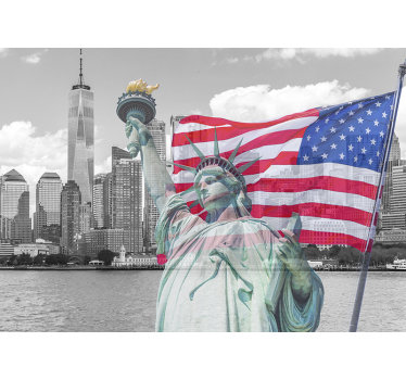 Standbeeld vrijheid skyline foto behang New York - TenStickers