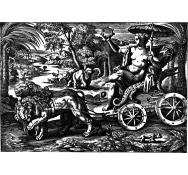 Fotobehang klassieke kunst majestueuze leeuwenkar - TenStickers