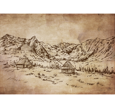 Foto behang bos berglandschap ontwerp - TenStickers