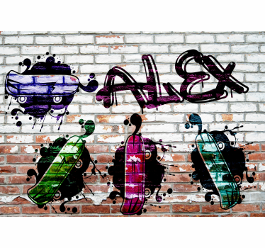 Graffiti fotobehang kleurrijk skateboard ontwerp - TenStickers