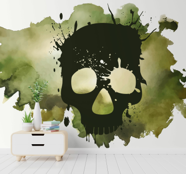 Artistieke schedel spatten graffiti fotobehang - TenStickers
