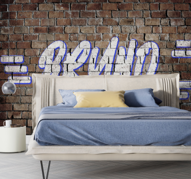 Baksteengrafitti met naam Fotobehang tienerkamer - TenStickers