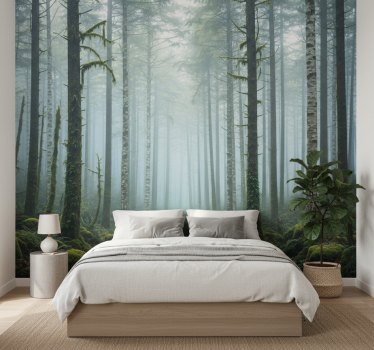 Behang bos atmosferische mist muurdecoratie - TenStickers
