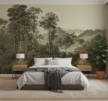 Behang bos hilly forest print - TenStickers