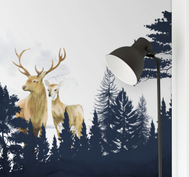 Behang bos majestueus hertenduo - TenStickers
