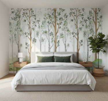 Behang bos minimalistisch botanisch kenmerk - TenStickers