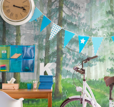 Behang bos pad in het bos detail - TenStickers