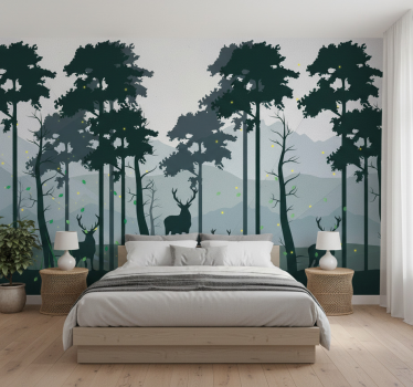 Behang bos silhouet bos scandi - TenStickers