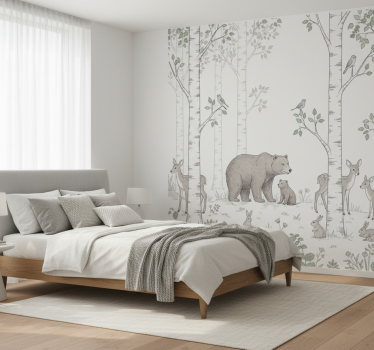 Behang bos speelse bos schets - TenStickers