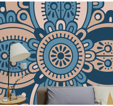 Bloemenmandala patroon fotobehang lijnen - TenStickers