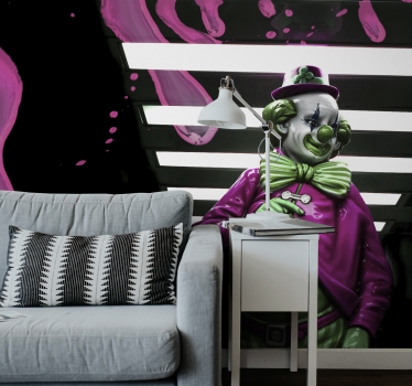 Clown in roze graffiti fotobehang - TenStickers