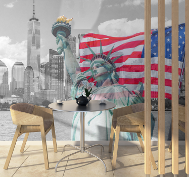 Compositie van het vrijheidsbeeld foto behang New York - TenStickers