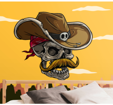 Cowboy schedel ontwerp graffiti fotobehang - TenStickers