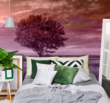 Eenzame boom silhouet foto behang bos - TenStickers
