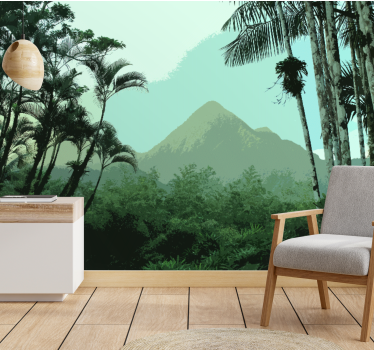 Foto behang bos bergjungle uitzicht - TenStickers