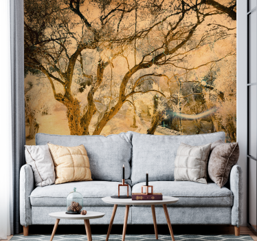 Foto behang bos gouden olijf bomen - TenStickers