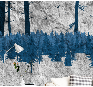 Foto behang bos heldere bos silhouetten - TenStickers