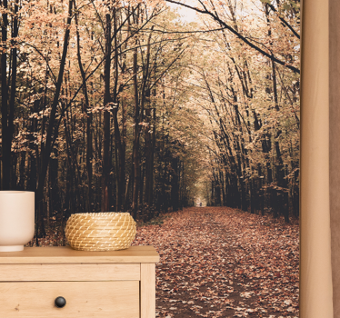 Foto behang bos herfstpad uitzicht - TenStickers