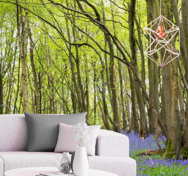 Foto behang bos levendige groene bomen - TenStickers