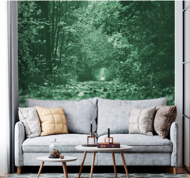 Foto behang bos lush woodland path - TenStickers