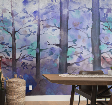 Foto behang bos serene bos silhouet - TenStickers