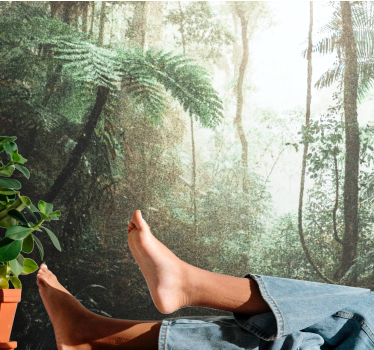 Foto behang bos weelderige jungle sereniteit - TenStickers