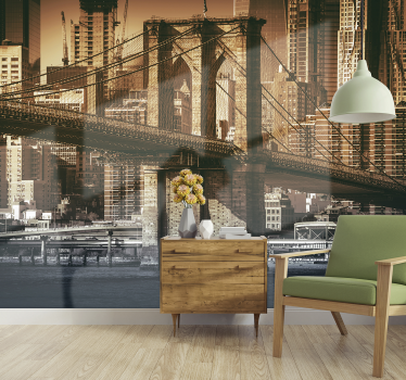 Foto behang new york brooklyn bridge luchtfoto - TenStickers