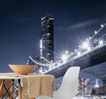 Foto behang new york brooklyn bridge nachtzicht - TenStickers