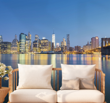 Foto behang new york brooklyn bridge stedensilhouet - TenStickers