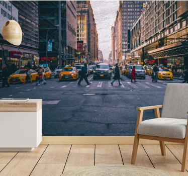 Foto behang new york drukke straat van new york - TenStickers