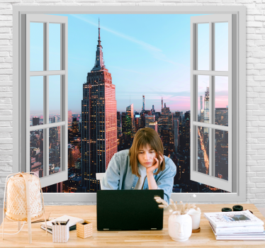 Foto behang new york empire state uitzicht - TenStickers