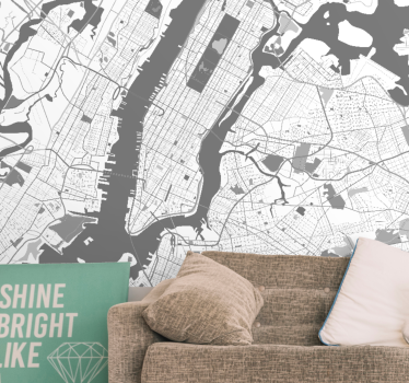 Foto behang new york gedetailleerde kaart van new york - TenStickers