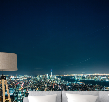 Foto behang new york skyline nachtaanzicht - TenStickers