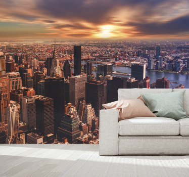 Foto behang new york stadsgezicht zonsondergang - TenStickers