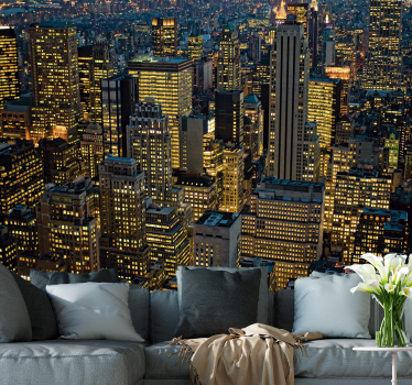 Foto behang new york stadsskyline nacht - TenStickers