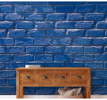 Fotobehang bakstenen met textuur in azuurblauw - TenStickers