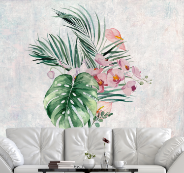Fotobehang bloemen tropische bloemenarrangement - TenStickers